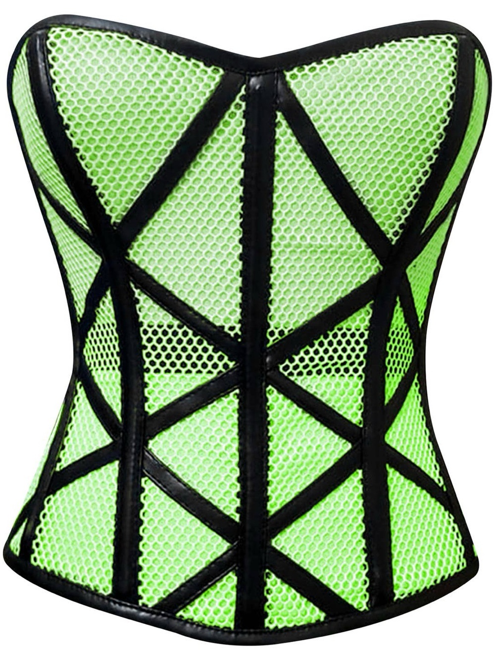 Nu Shuz Costumes Glow Neon Green Mesh Waist Cincher Corset Lace-Up Bustier